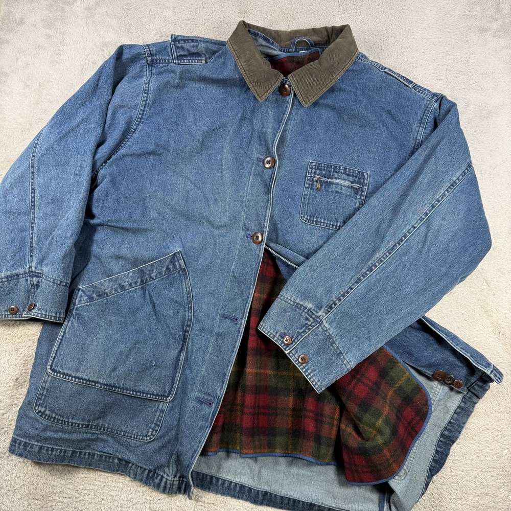 L.L. Bean Blue Denim Jacket with Brown Corduroy Collar